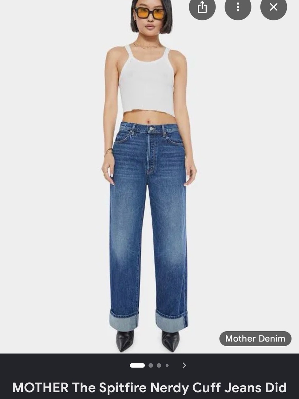 MOTHER Wide-Leg Cuffed Jeans